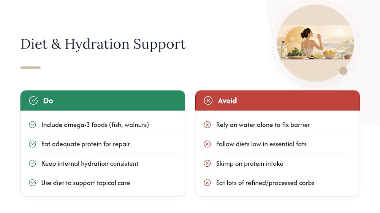 Does Diet and Hydration Actually Affect Your Skin Barrier? — overview diagram