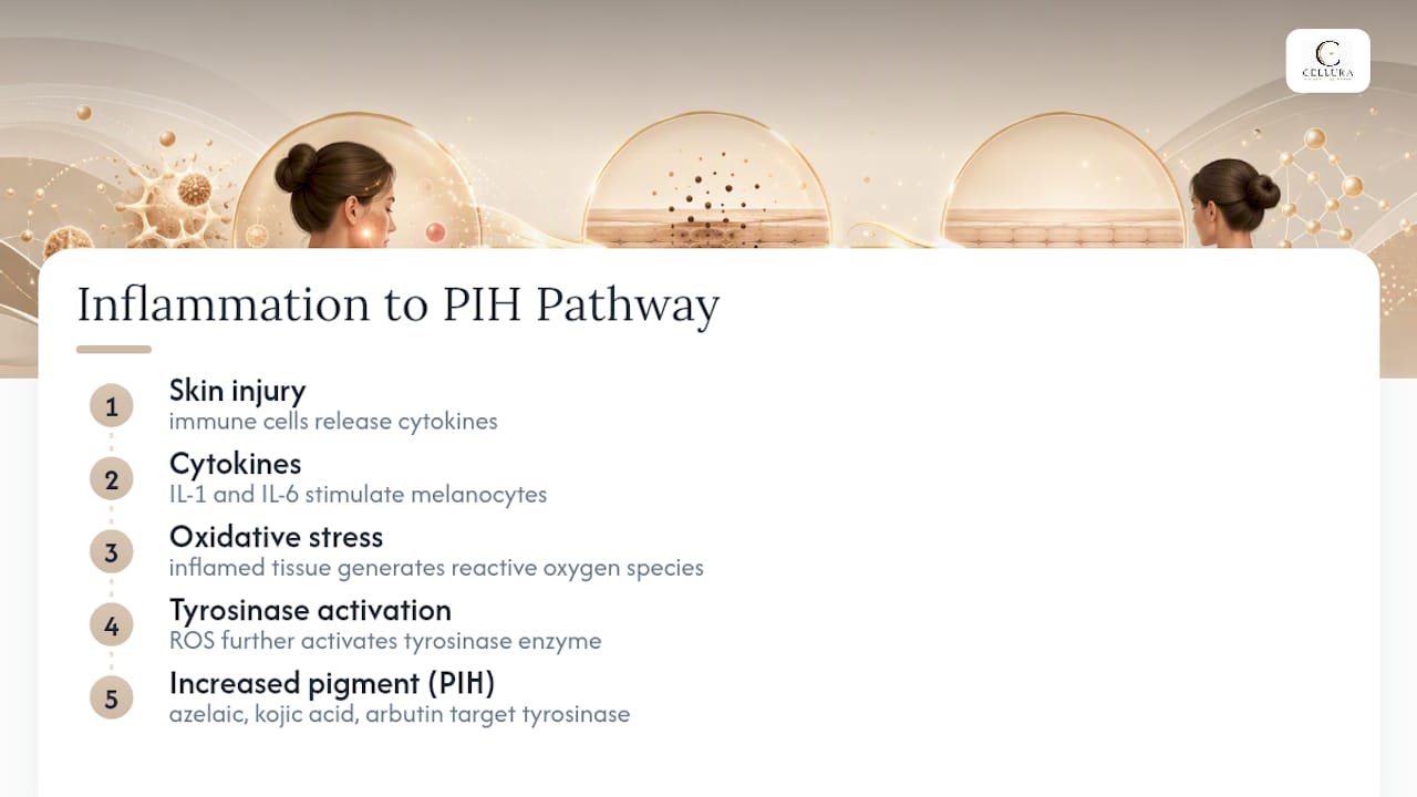Inflammation pathway driving excess pigment