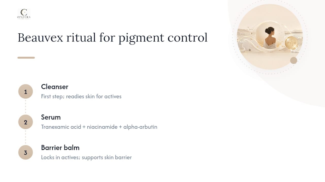 How Beauvex's Ritual Supports Multi-Pathway Pigment Control — overview diagram