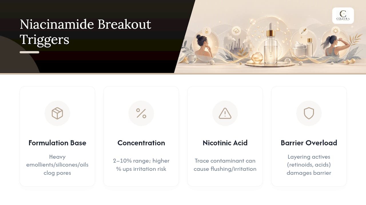 Four likely causes of niacinamide breakouts
