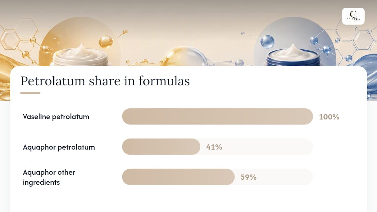 Aquaphor and Vaseline petrolatum percentage comparison