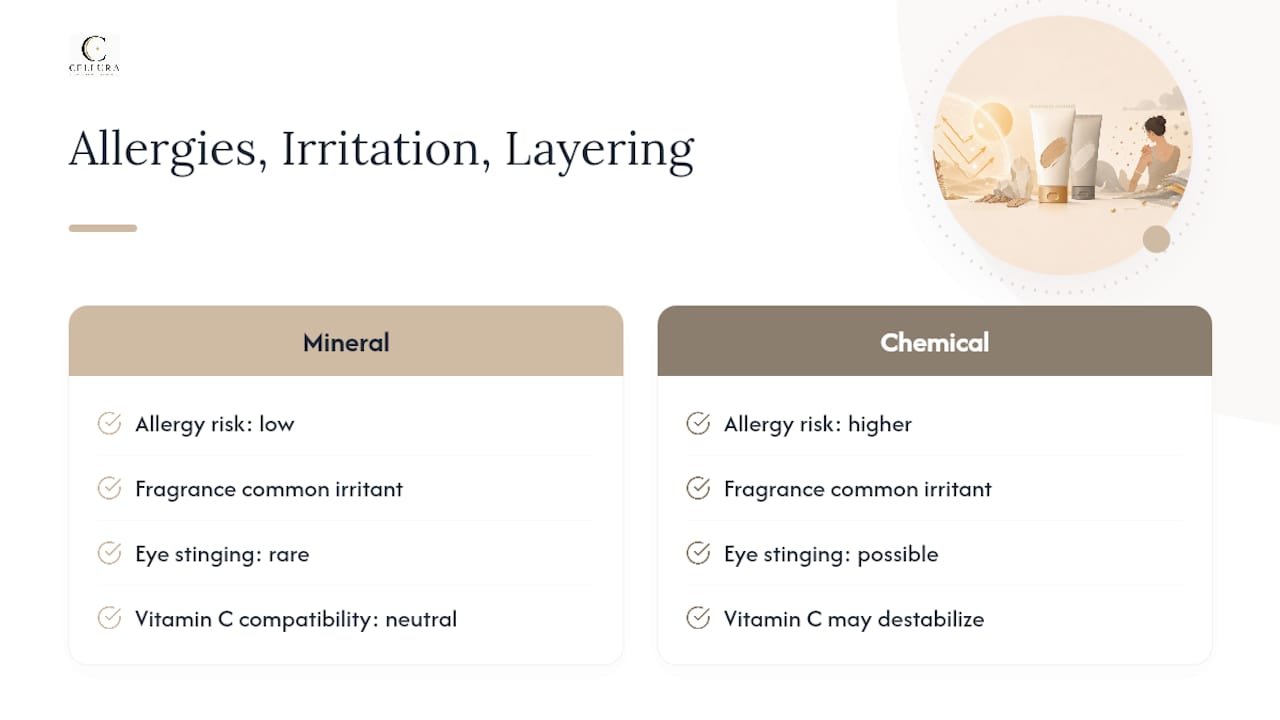 Allergies, Irritation, and Layering With Other Products — overview diagram