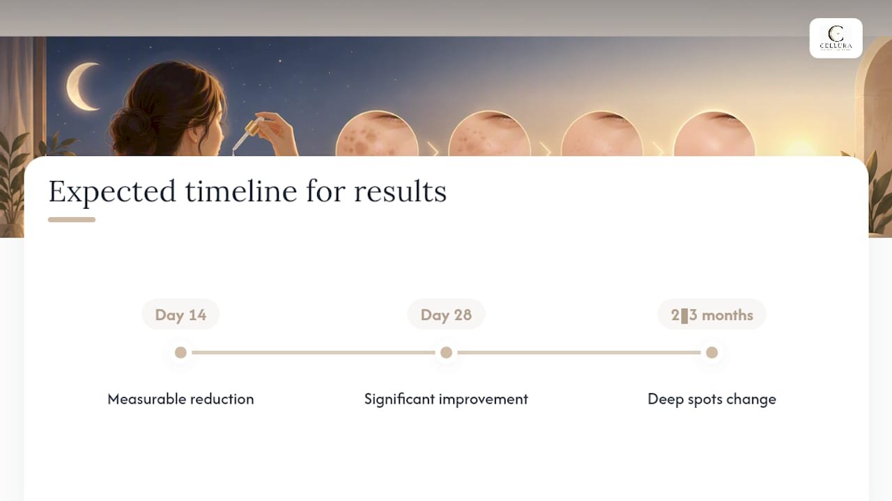 Timeline of dark spot serum results
