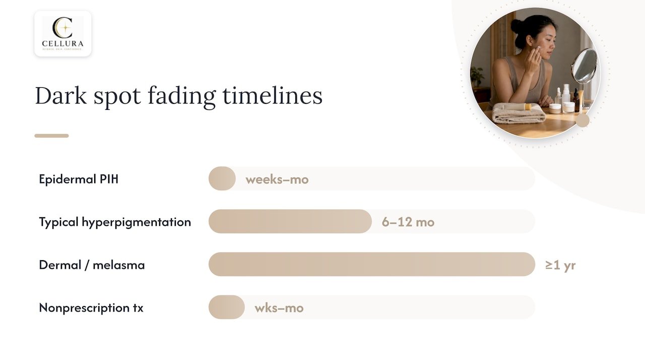 How long do dark spots take to fade with and without treatment — overview diagram