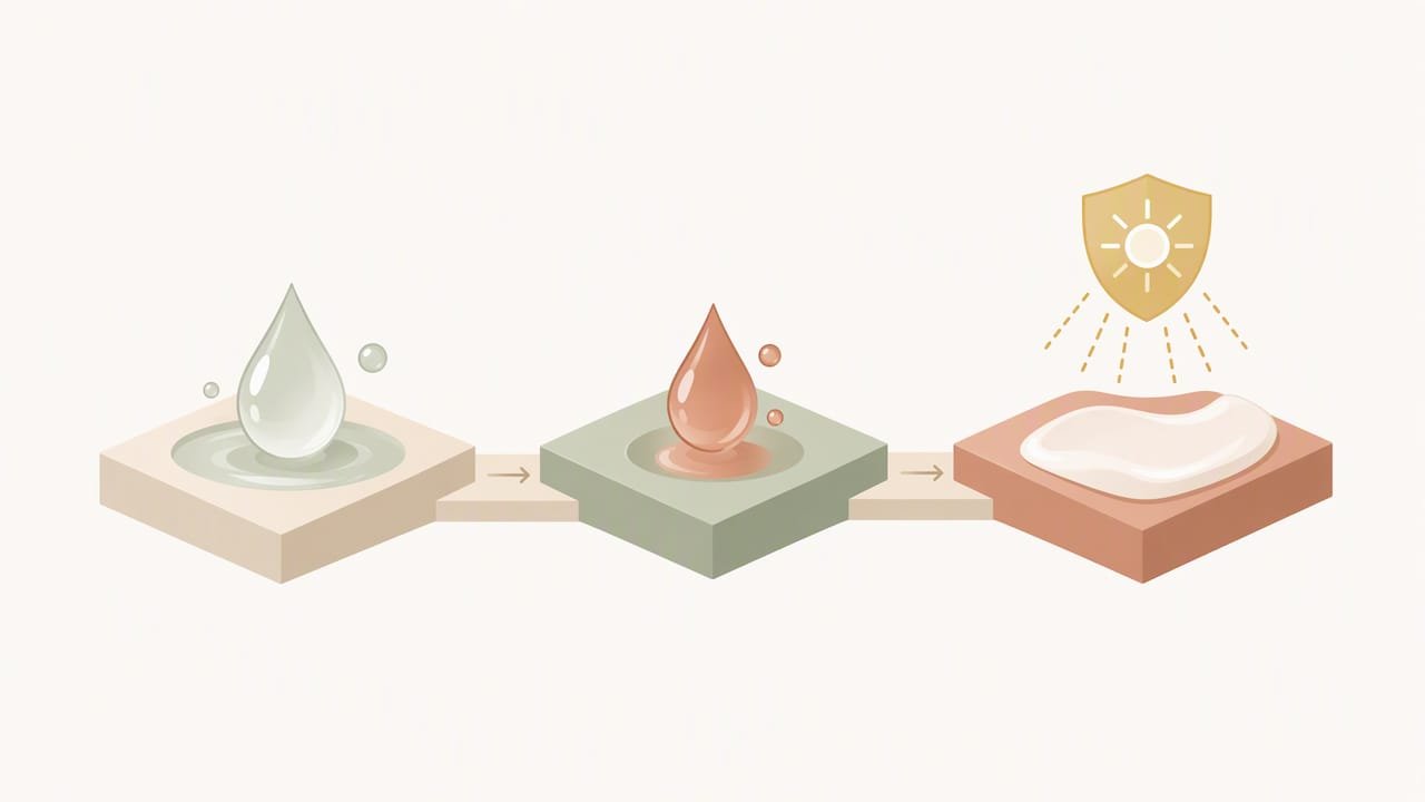 Illustration of a three-step skincare routine