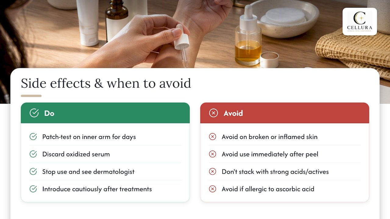 Side effects and when vitamin C is not the right choice — overview diagram